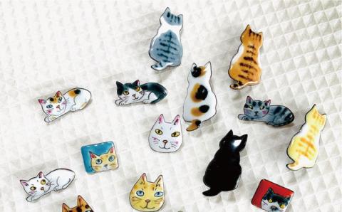 七宝焼き後猫ブローチ ≪三毛≫【のび工房】【いとしまごころ】[ADZ009]