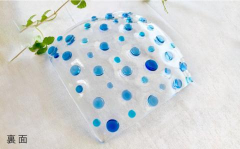 みずたま 模様 ガラス お皿 （ ランダム ）《糸島》【ひとつぶの空 島崎弥佳子】 【いとしまごころ】[AEZ001]