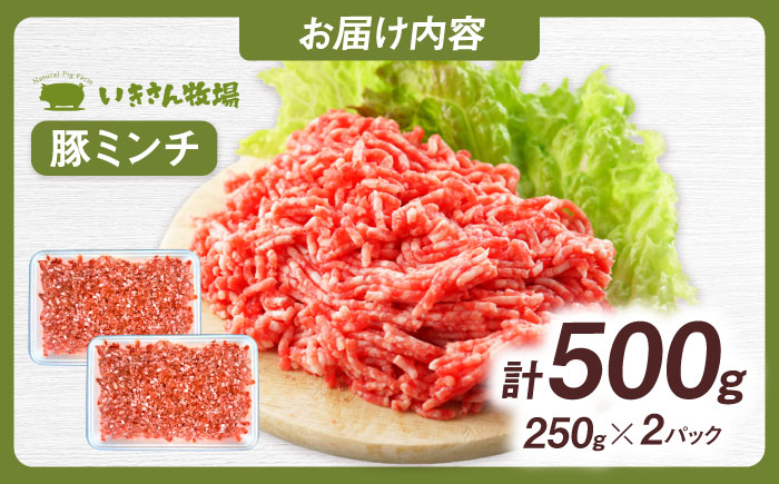 一貴山豚 ミンチ 計500g(250g×2p) 糸島市 / いきさん牧場 豚肉 冷凍 [AGB052] 冷凍