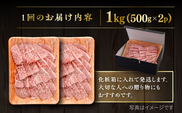 【全6回定期便】【A4/A5等級】博多和牛 カルビ 焼肉用 1kg 糸島市 / ヒサダヤフーズ 黒毛和牛 牛肉 焼き肉 雌牛 [AIA106]