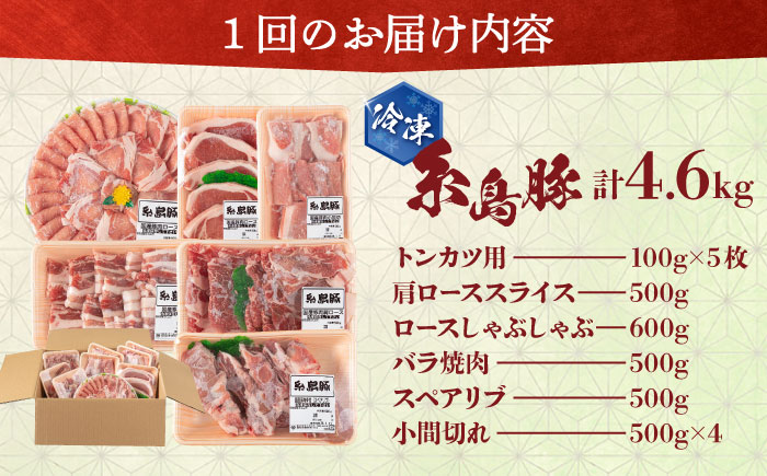 【全3回定期便】合計4.6kg！糸島豚食べ尽くしセット(とんかつ、肩ロース、しゃぶしゃぶ、豚バラ、スペアリブ、小間切れ) 糸島市 / トラヤミートセンター 豚肉 セット [AJD023]