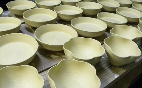 有田焼 和紙染め梅形鉢＋和紙染め梅形小鉢各2個セット 伊都桃山窯 福岡県糸島市 陶磁器 クラフト 伝統 工芸 [AKB010]