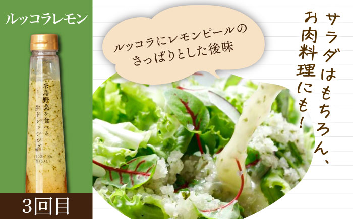【全3回定期便】糸島野菜を食べる生ドレッシング 3本 × 3種 詰め合わせ セット （ 人参 / 玉葱 / ルッコラレモン ） 糸島市 / 糸島正キ [AQA032]