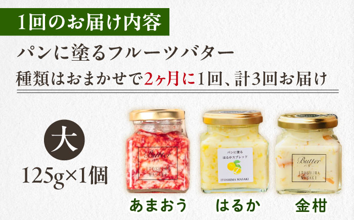 【全3回定期便/2ヶ月に1回】お楽しみ定期便 フルーツバター大1個 糸島市 / 糸島正キ ジャム クリーム 果物 [AQA065]