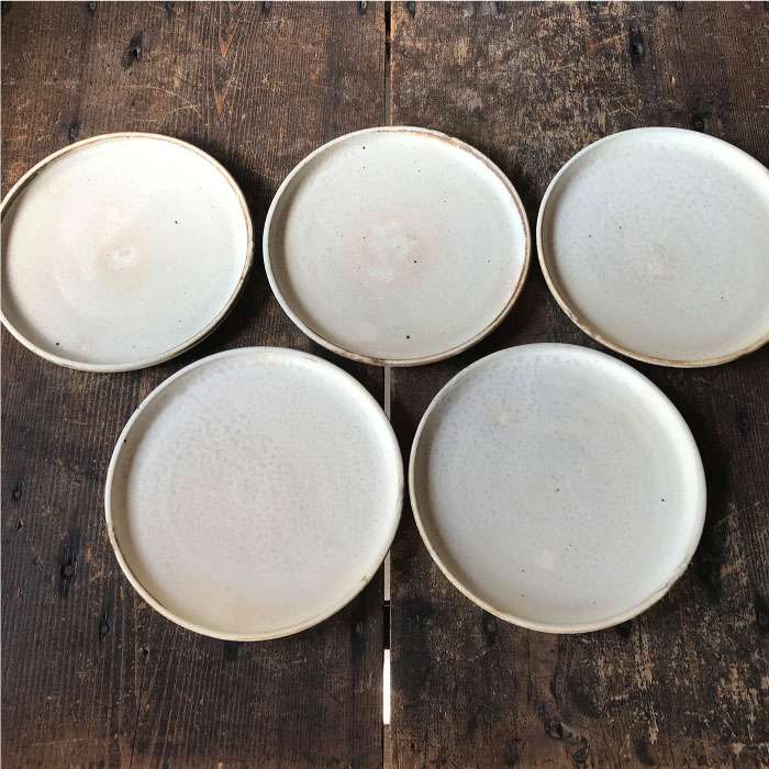 [受注生産/ 20cm 丸プレート 5枚セット]アイボリーシリーズ≪糸島≫【うつわと手仕事の店 研】器/陶器/プレート/クラフト/手作り [ARD008]
