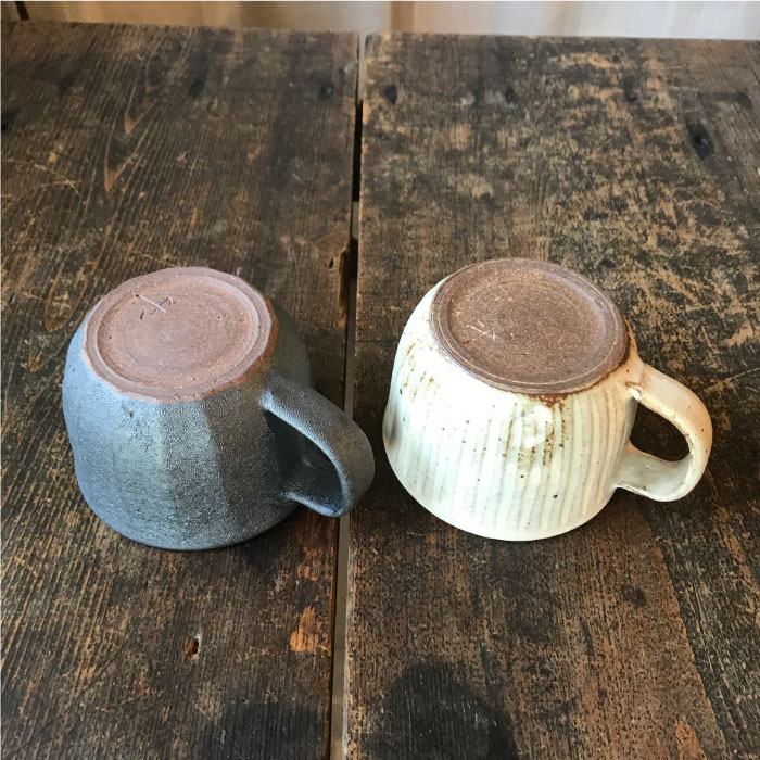 アイボリー＆アイアンブラック スープマグカップペア≪糸島≫【うつわと手仕事の店 研】器/陶器/食器/手作り/クラフト [ARD019]