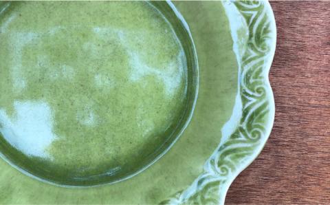 緑釉輪花皿2枚セット【Studio MUSICA】お皿/ディッシュ/ [ARG005]