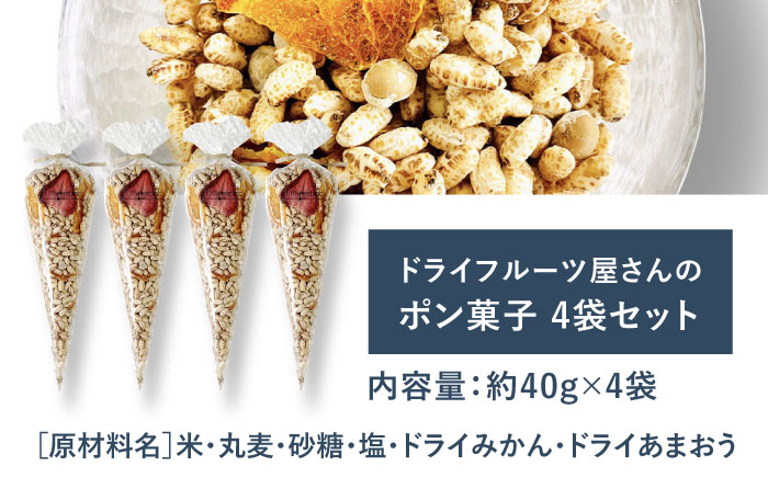 ドライフルーツ屋さんのポン菓子 (ドライフルーツ入り) 4袋セット 糸島市 / 110west.inc 【いとしまごころ】 ドライフルーツ ポン菓子 [ASC008]