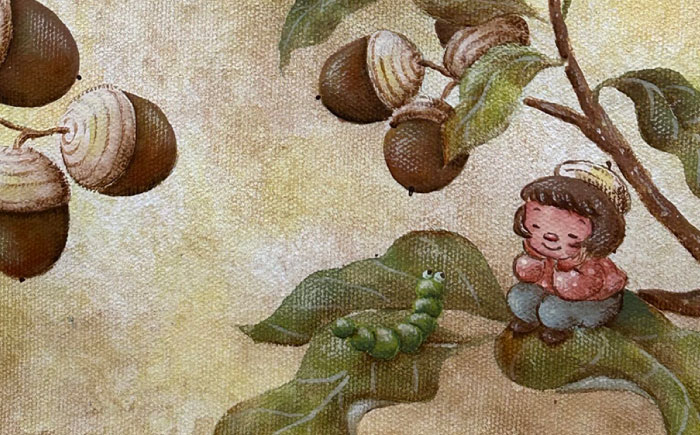 【一点物】絵画「どんぐり村のバースデーパーティー」 糸島市 / 工房はーべすと [AYA080]