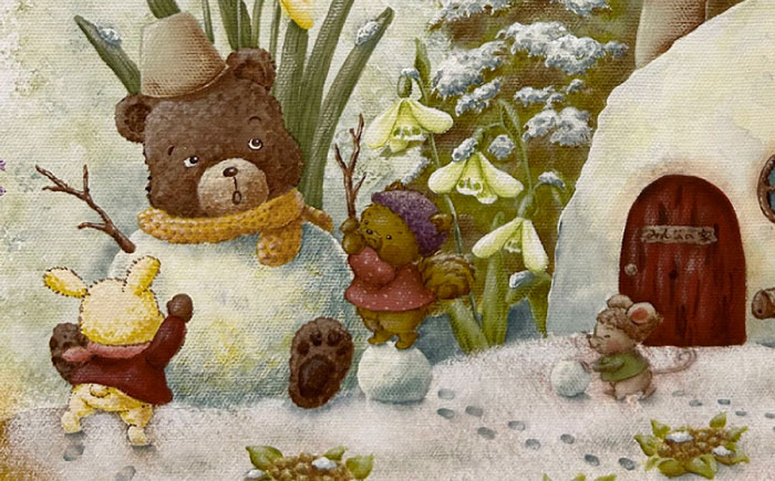 【一点物】絵画「リトリト森の春夏秋冬」 糸島市 / 工房はーべすと [AYA082]