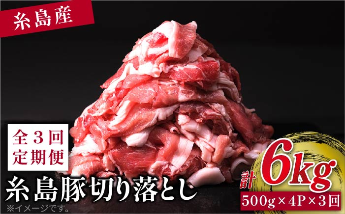 【全3回定期便】糸島豚切り落とし2kg（500g×4パック） 福岡県糸島市 幸栄物産 [ABH020]
