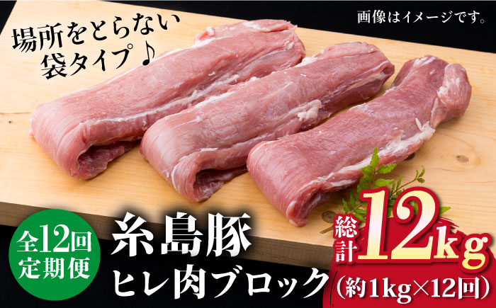 【全12回定期便】糸島豚 ヒレ肉 ブロック 1kg （1本350g前後×3本）《糸島》【糸島ミートデリ工房】 [ACA235]