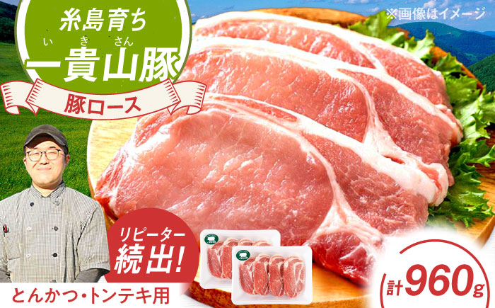 一貴山豚 ロースとんかつ・トンテキ用 計960g(120g×8枚) 糸島市 / いきさん牧場 豚肉 冷凍 [AGB031] 冷凍
