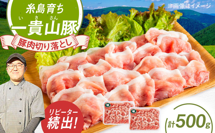一貴山豚 切り落とし 計500g(250g×2p)  糸島市 / いきさん牧場 豚肉 冷凍 [AGB056] 冷凍