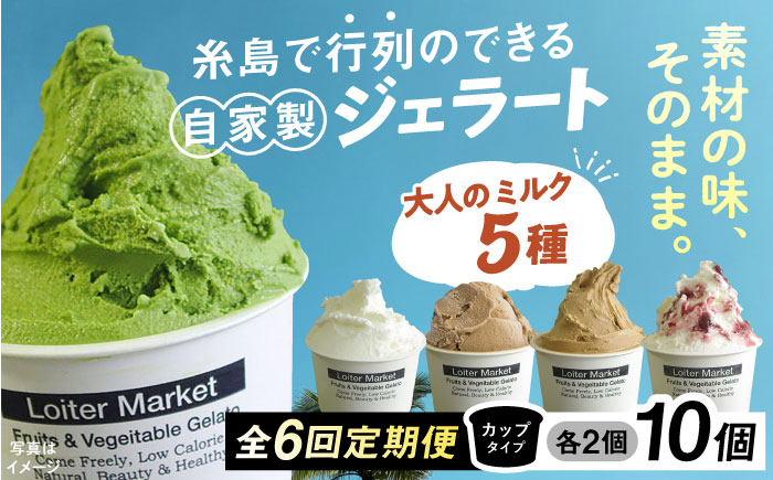[全6回定期便] アイス カップ10個セット おすすめ 5種類 × 各2個 ( ミルク / 抹茶 / ほうじ茶他 ) 糸島市 / LoiterMarket ロイターマーケット [AGD021]