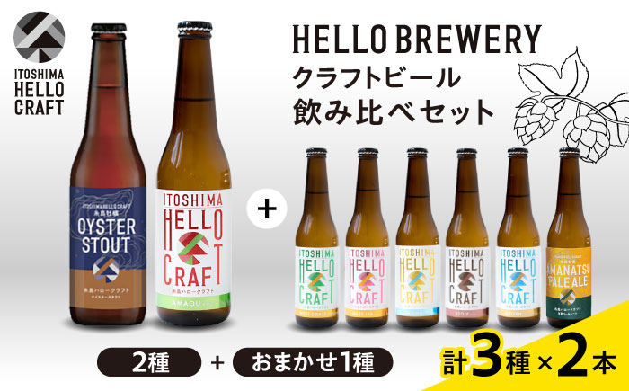 【年内発送】【 3種 飲み比べ 】糸島 クラフト ビール 瓶 詰め合わせ 6本 セット 糸島市 / HELLO BREWERY [AGM001]
