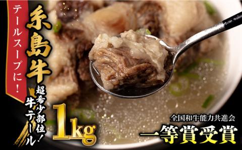 糸島牛 テールブロック 計1kg  糸島市 / 一番田舎 黒毛和牛 和牛 [AGN004]