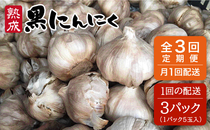 【全3回定期便】熟成 黒にんにく 15玉（1パック5玉×3パック）糸島市 / シーブ [AHC035]