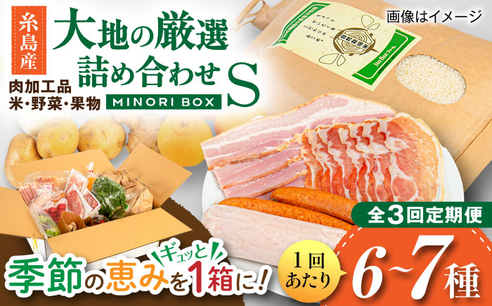 【全3回定期便】糸島産 肉 米 野菜 果物 厳選詰め合わせ MINORI BOX Sサイズ 糸島市 / emma.Inc / 米 肉 野菜 果物 詰め合わせ [AOP008]