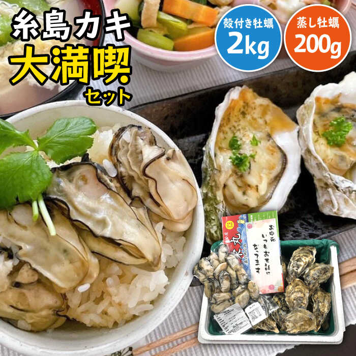 【訳あり】糸島牡蠣のガンガン焼きセット（冷凍） 殻付き牡蠣 2kg（20個前後）蒸し牡蠣 200g （18個前後）≪糸島市≫【徳栄丸】[APD009]