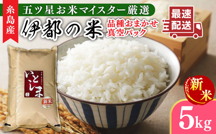 【年内発送】【令和7年産新米】【長期保存可能】 五ツ星お米マイスターが厳選 品種おまかせ 白米 5kg 糸島市 / 納富米穀店 [ARL005]