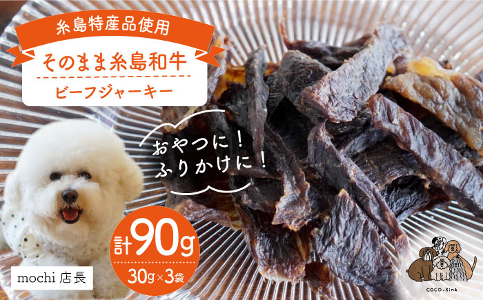 【糸島特産品使用】 無添加 そのまま 糸島和牛 3袋 糸島市 / 株式会社コバヤシ【coco.kina】 犬 おやつ ドッグフード ジャーキー [ASL001]