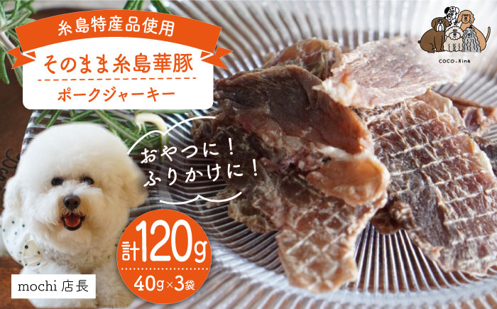 【糸島特産品使用】 無添加 そのまま 糸島華豚 3袋 糸島市 / 株式会社コバヤシ【coco.kina】 犬 おやつ ドッグフード ジャーキー [ASL007]