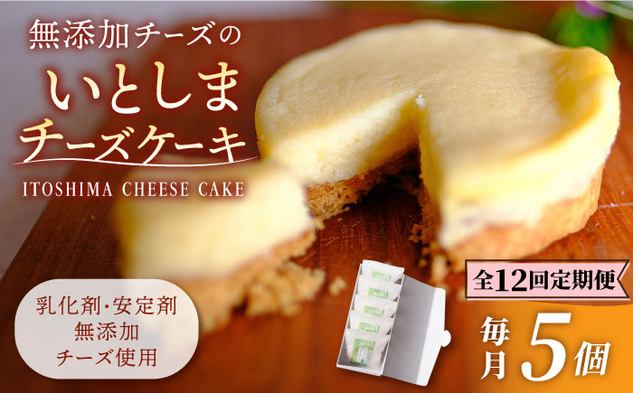 【全12回定期便】無添加チーズのいとしまチーズケーキ【5個入り】糸島市 / 糸島手作り工房 爽風 [ATA007]