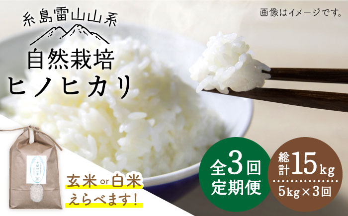 【令和7年産新米】【玄米】【全3回定期便】自然栽培ヒノヒカリ5kg《糸島》【大石ファーム】 [ATE017-1] 玄米