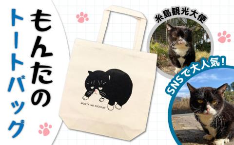 【 SNSで人気の猫 / 糸島観光大使】【 もんた 】キャンバス トートバッグ 糸島市 / Basismall 猫 ネコ 観光大使 [AXL003]
