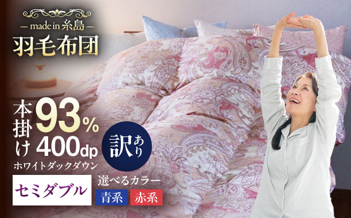 【訳あり】【糸島羽毛ふとん】【高級ダウン使用】羽毛 布団 本掛け 柄おまかせ フランス産 ダウン93％【セミダブル】 糸島市 / 株式会社三樹 / 布団 羽毛 [AYM038]