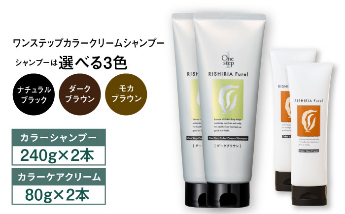 【ダークブラウン】【色が選べる！4本セット】リシリアフレル ワンステップ カラークリームシャンプー+リシリアフレル カラーケアクリーム 糸島市 / 株式会社ピュール [AZA262-1] ダークブラウン