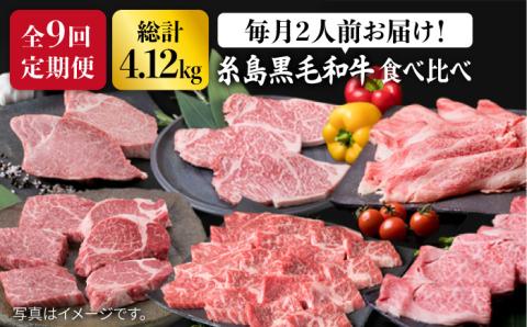 [全9回定期便] 糸島黒毛和牛(博多和牛) 高級部位 セット(月1回) 2人前 4,12kg 糸島ミートデリ工房 