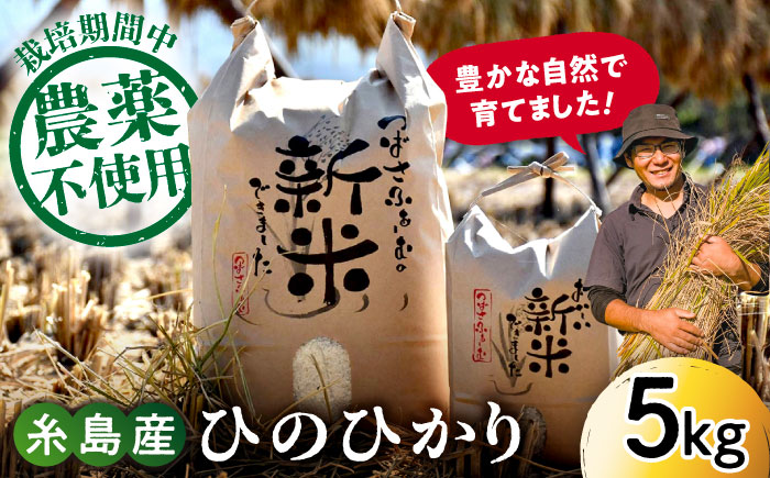 [ 令和6年産新米]糸島産 雷山 のふもと 栽培期間中 農薬 不使用 の米 5kg ひのひかり[2024年10月下旬以降順次発送]糸島市 /ツバサファーム [ANI001] ヒノヒカリ 白米 玄米