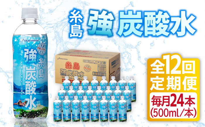 [全12回定期便]強炭酸水 プレーン 500ml × 24本 糸島市 / スターナイン 炭酸水 国産 [ARM011] 強炭酸 炭酸水 無糖 ノンシュガー まとめ買い 箱買い ペットボトル