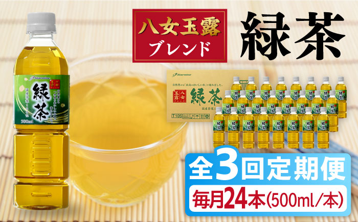 [全3回定期便]八女 玉露入り 緑茶 500ml × 24本 糸島市 / スターナイン お茶 ペットボトル [ARM015] ソフトドリンク おちゃ まとめ買い 箱買い