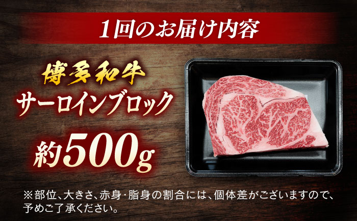 博多和牛　サーロインブロック　定期便全5回＜一般社団法人地域商社ふるさぽ＞ 那珂川市 [GBX172]