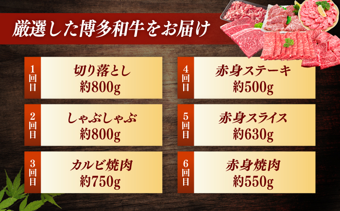 博多和牛　厳選定期便全6回＜一般社団法人地域商社ふるさぽ＞ 那珂川市 [GBX186]