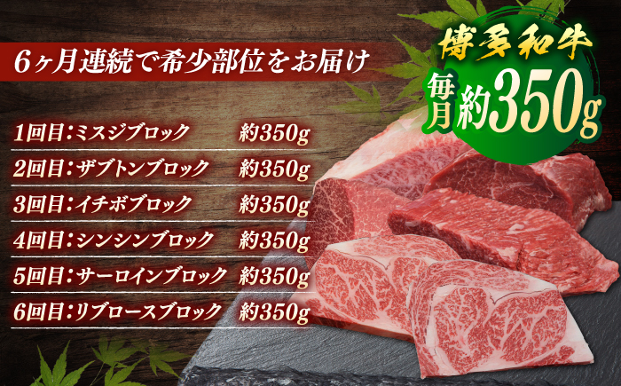 【全6回定期便】博多和牛　希少部位ブロック肉＜一般社団法人地域商社ふるさぽ＞ 那珂川市 [GBX234]