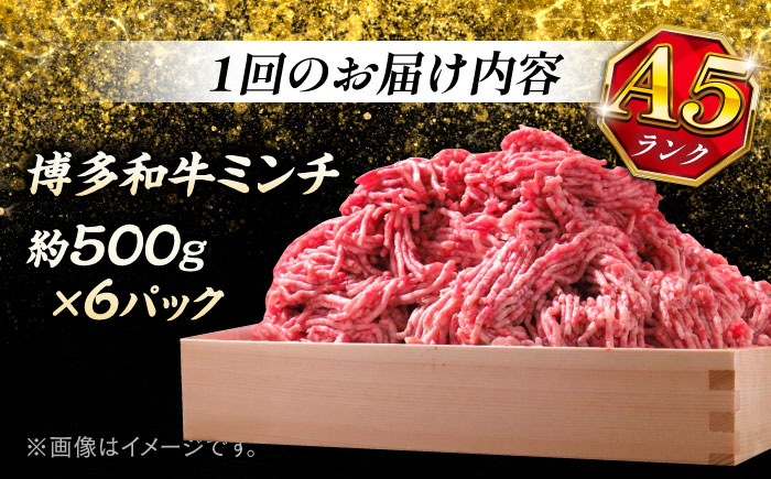 【全6回定期便】博多和牛 A5ランク 牛ミンチ 約500g×6 ＜KRAZY MEAT＞ 那珂川市 [GFQ059]