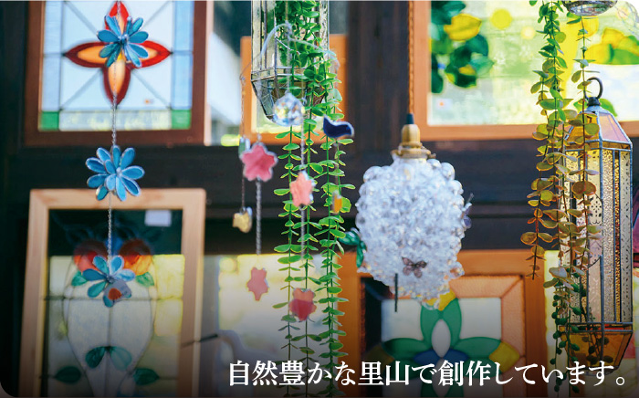 【ステンドグラスのある暮らし】星吊り台＜ウェーブGグラス工房＞那珂川市 ステンドグラス 雑貨 インテリア [GAW016]