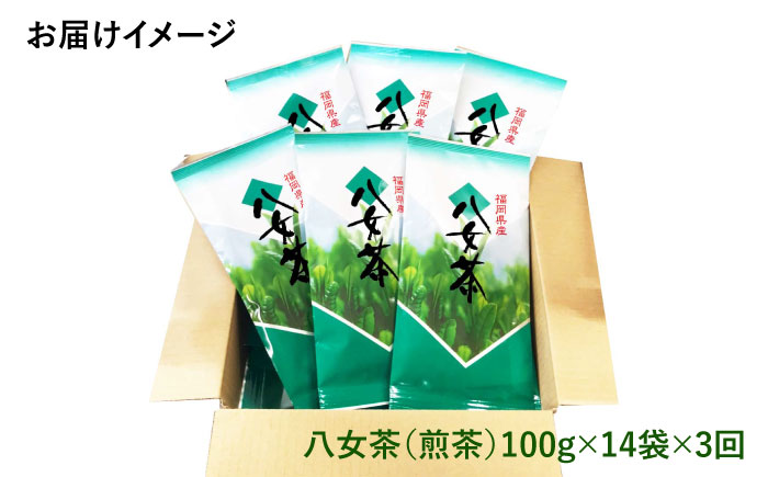 【全3回定期便】豊かな香りにまろやかな旨味 八女茶 14袋 1.4kgセット（100g×14袋）＜お茶の星陽園 ＞那珂川市 飲料 お茶 茶 [GAD011]