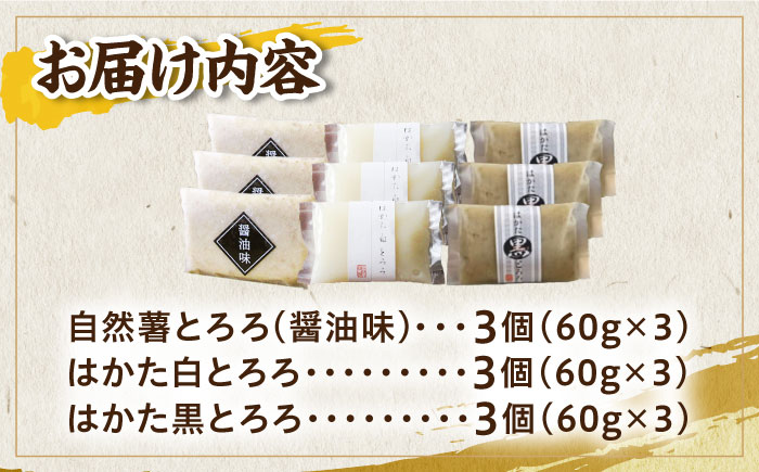 【年内発送】【味付け不要！本格自然薯とろろ】自然薯 とろろ 味くらべセット 計9個（3種類×3個）＜自然薯王国＞那珂川市 [GAH003]