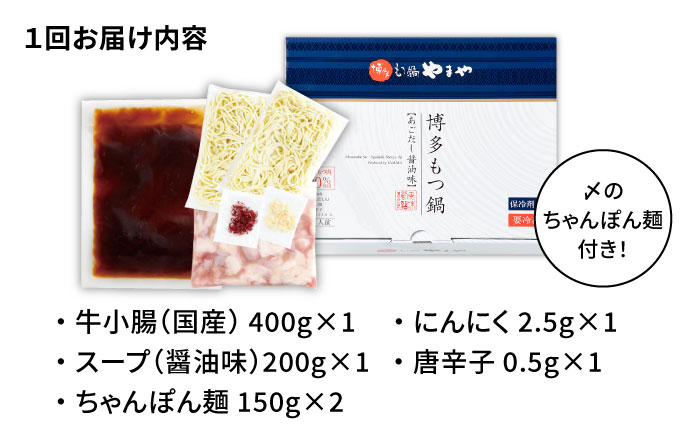 【全3回定期便】やまや 博多もつ鍋 あごだし醤油味（3～4人前）＜やまや＞那珂川市 [GAK057]