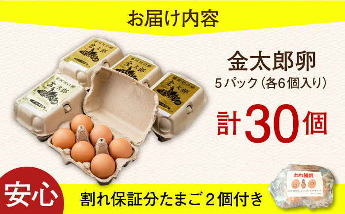 【TVで紹介！】【鮮度ＡＡ級の世界最高ランク！】金太郎卵 平飼い たまご 30個（6個×5パック）＜有限会社フジノ香花園＞那珂川市 卵 タマゴ [GAM006]