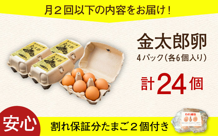 ＼月2回発送／【TVで紹介！】【鮮度ＡＡ級の世界最高ランク！】金太郎卵 平飼い たまご 計48個(24個×月2回)＜有限会社フジノ香花園＞那珂川市 [GAM038]