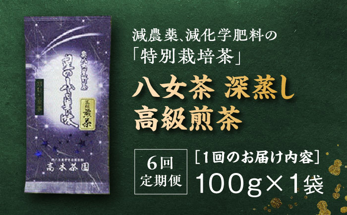 【全6回定期便】奥八女星野村 八女茶 高級煎茶 深蒸し茶 100g×1袋＜株式会社ベネフィス＞那珂川市 飲料 お茶 茶 [GED026]