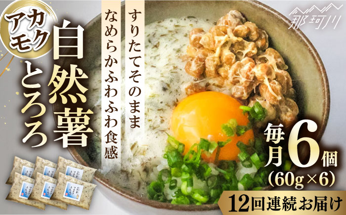 【全12回定期便】磯の風味が香るふわふわとろろ! 那珂川産 博多 自然薯 アカモク とろろ 60g×6個＜自然薯王国＞那珂川市 [GAH020]