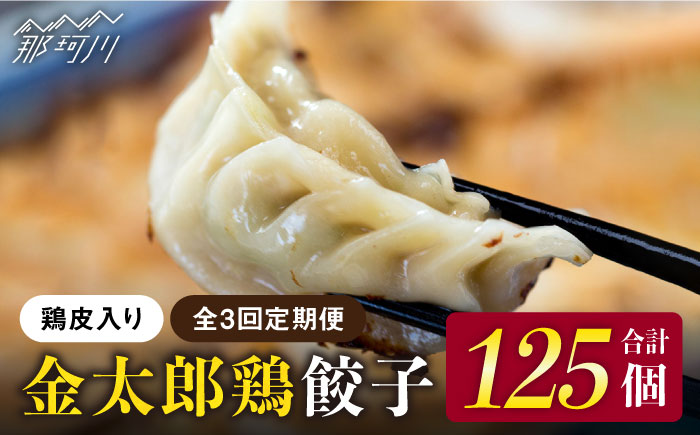 【全3回定期便】平飼いで育った元気な鶏！ 金太郎鶏 ぎょうざ（25個×5袋セット）＜有限会社 フジノ香花園＞那珂川市 [GAM014]