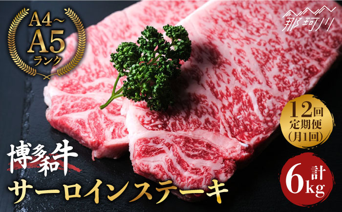 【全12回定期便】大満足！ 博多和牛 牛肉 サーロイン ステーキ 500g（250g×2）＜肉のくまもと屋＞ 那珂川市 [GBI035]
